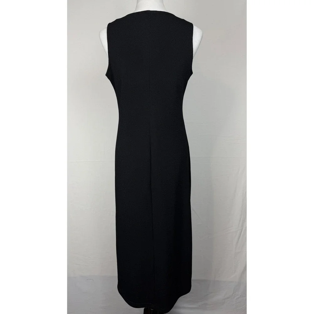 Karin Stevens Sleeveless Maxi Dress Womens 8P Black Textured Crepe Column 536938
